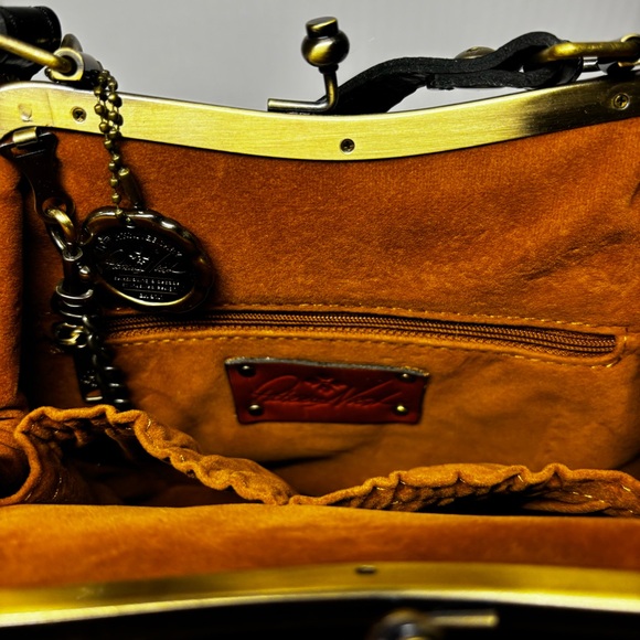 Patricia Nash - Women's Brown Leather Kiss-Lock Handbag (10th Anniversary) - Picture 4 of 5